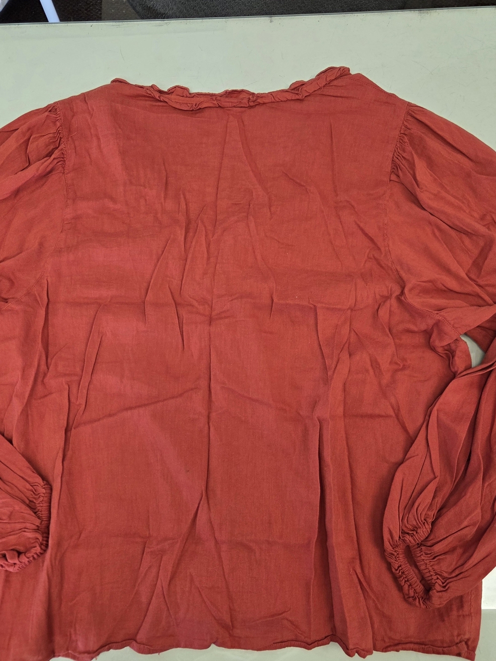 Old Navy Rust Ruffle-Trim Button Front Blouse - Picture 5 of 5